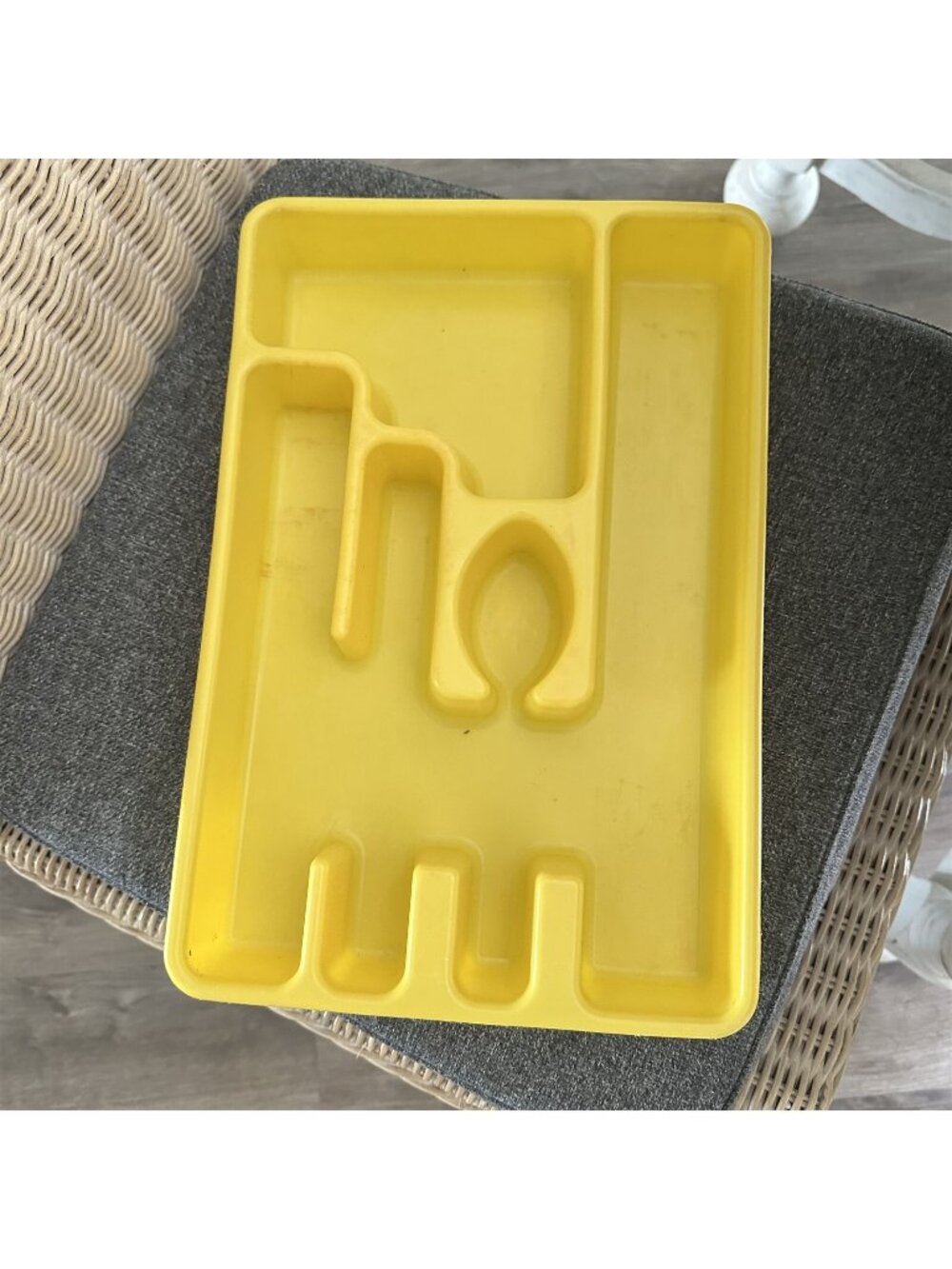 Vintage Rubbermaid Silverware Tray 2921 Yellow Plastic Mid Century